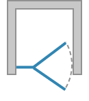 Jednokřídlé dveře s pevnou stěnou v rovině (panty u pevné stěny) s otvíráním ven i dovnitř